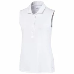 PUMA Golf Puma Rotation Womens Sleeveless Golf Polo -Golf Clubs Sales Store 11535 01WHITE 099ae021 eacf 4751 8635 9e29b2be6aaa