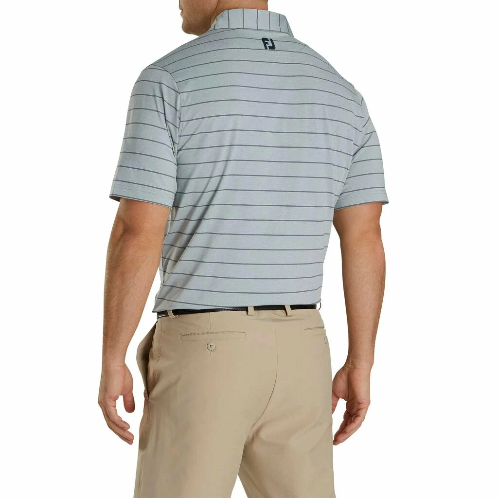FootJoy Lisle Double Pin Stripe Self Collar Grey Mens Golf Polo 4 FootJoy Lisle Double Pin Stripe Self Collar Grey Mens Golf Polo - Image 2