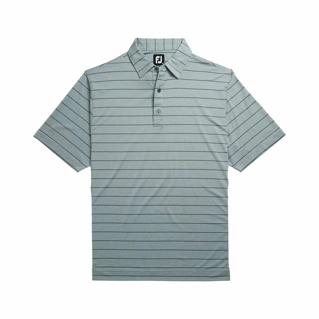 FootJoy Lisle Double Pin Stripe Self Collar Grey Mens Golf Polo 6 FootJoy Lisle Double Pin Stripe Self Collar Grey Mens Golf Polo - Image 4