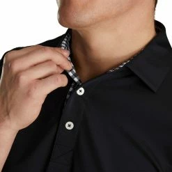 FootJoy Athletic Fit Lisle Solid Gingham Trim Self Collar Black Mens Golf Polo -Golf Clubs Sales Store 11986 2 cf904481 ae06 4d70 bf61 876abf3c0b9f