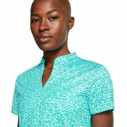 Nike Golf Nike Dri-FIT Victory Blade Collar Printed Womens Golf Polo -Golf Clubs Sales Store 13316 434LIGHTAQUA 1