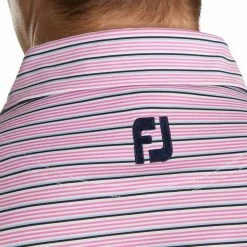 FootJoy Lisle Multi Stripe Self Collar Pink Mens Golf Polo -Golf Clubs Sales Store 13490 2