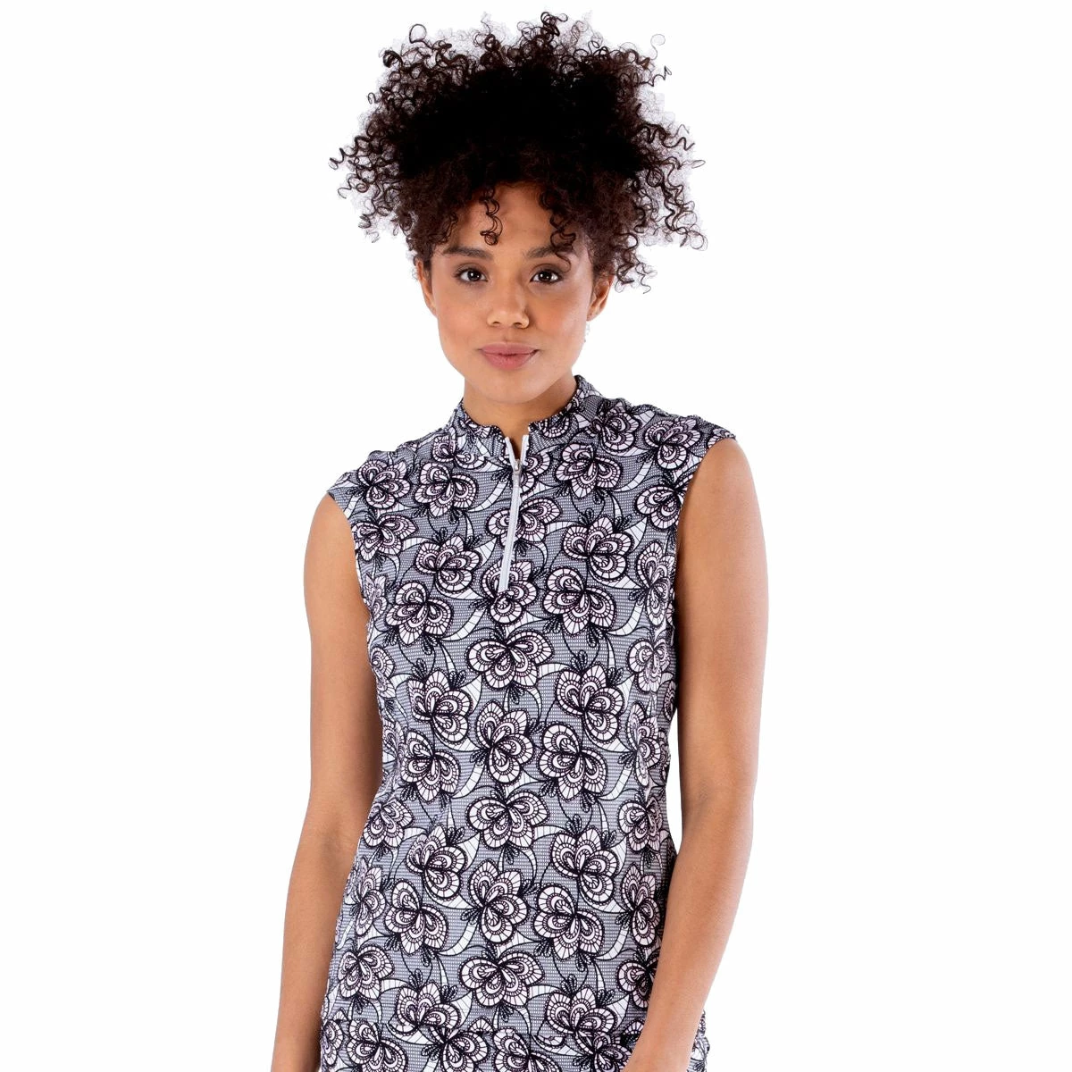 NVO Lilith Mock Black Womens Sleeveless Golf Polo 3 NVO Lilith Mock Black Womens Sleeveless Golf Polo