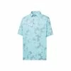 FootJoy Lisle Camo Floral Print Self Collar Ice Blue Mens Golf Polo -Golf Clubs Sales Store 21005 ICEBLUE