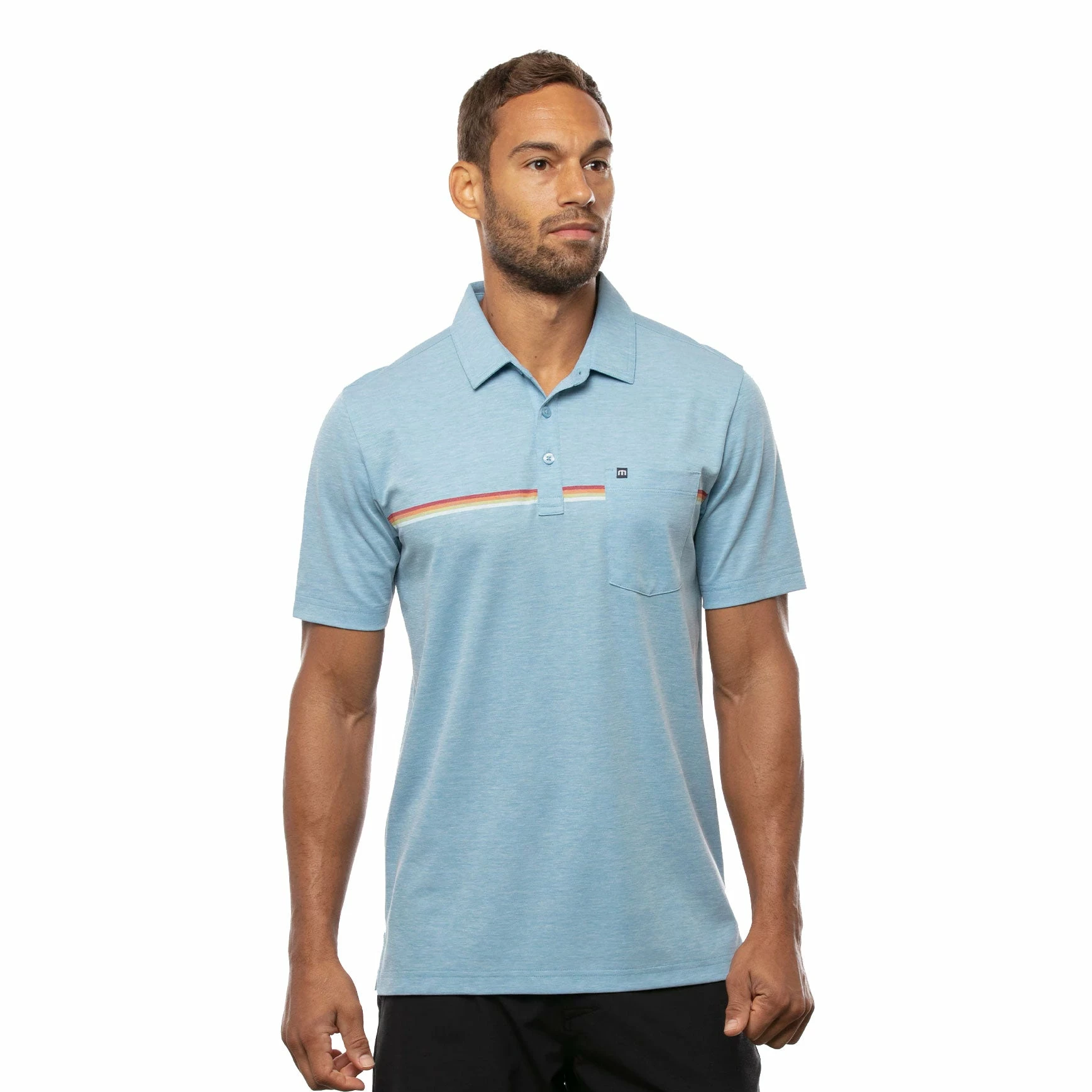 TravisMathew Cabana Heather Heritage Blue Mens Golf Polo 3 TravisMathew Cabana Heather Heritage Blue Mens Golf Polo