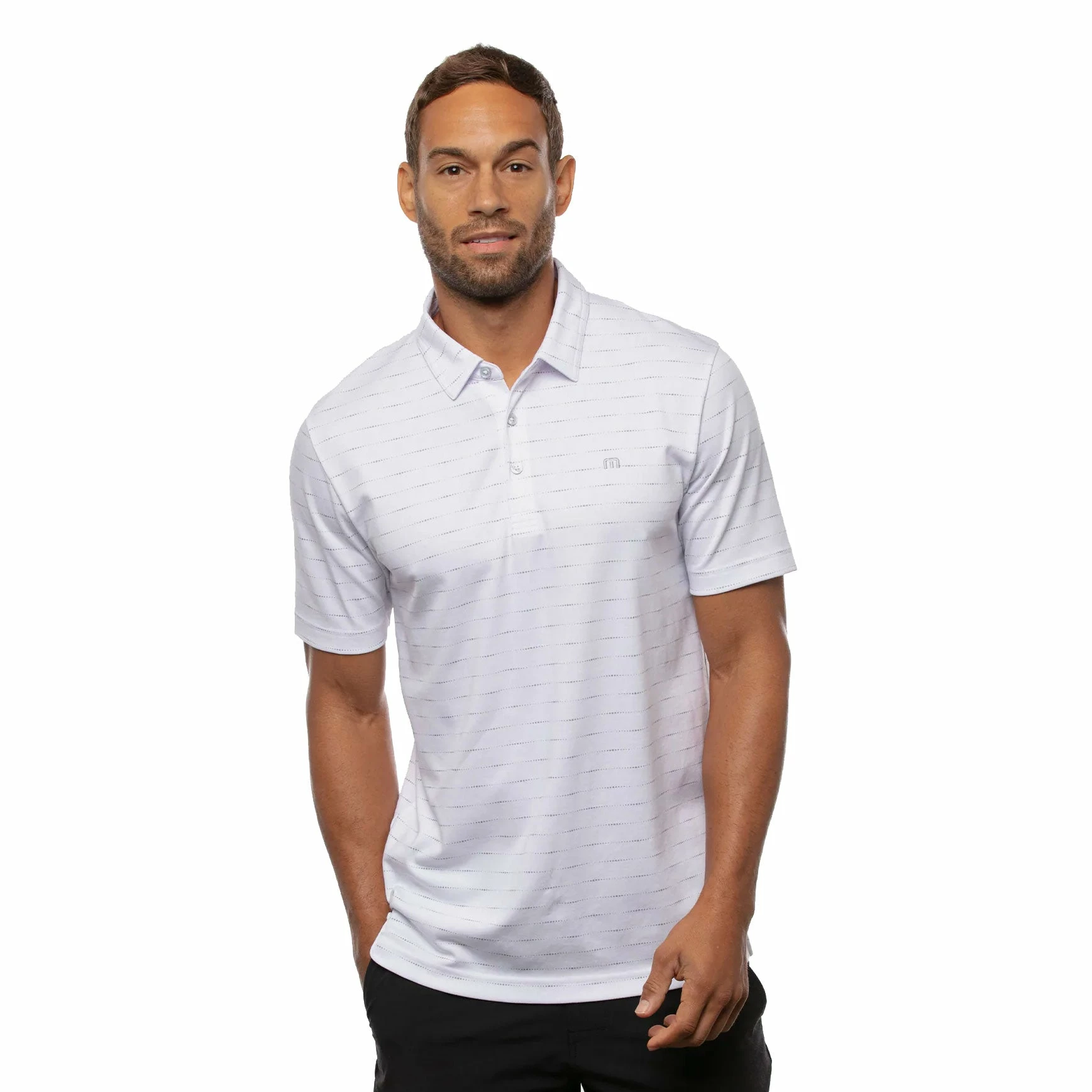TravisMathew Exclusive Invite White Mens Golf Polo 3 TravisMathew Exclusive Invite White Mens Golf Polo