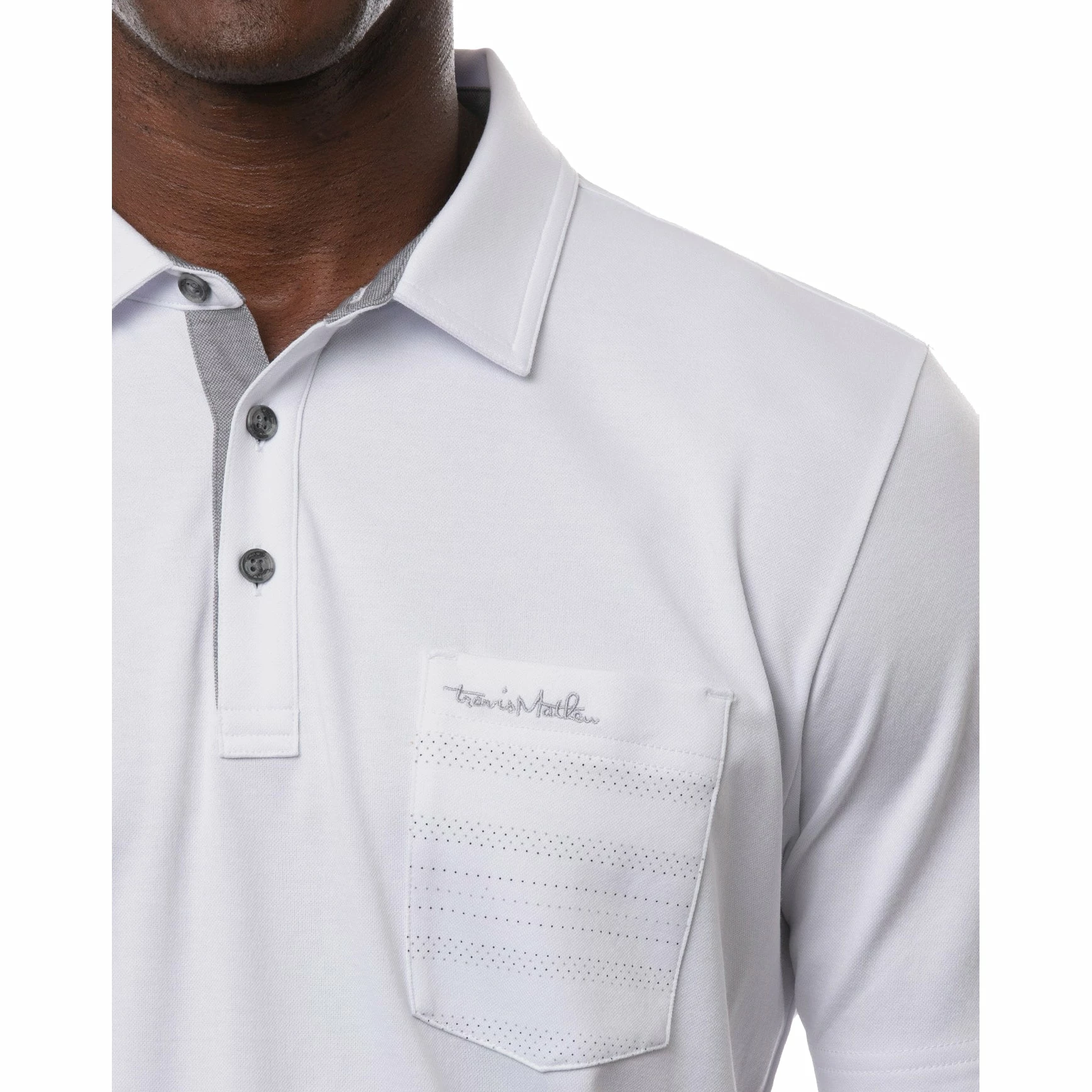 TravisMathew Get Iced White Mens Golf Polo 4 TravisMathew Get Iced White Mens Golf Polo - Image 2