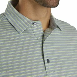 FootJoy Lisle Classic Stripe Heather Grey Mens Golf Polo -Golf Clubs Sales Store 21479 HEATHERGREY 2