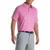 FootJoy Floral Vines Lisle Hot Pink Mens Golf Polo -Golf Clubs Sales Store 21654 HOTPNKWHTBLK