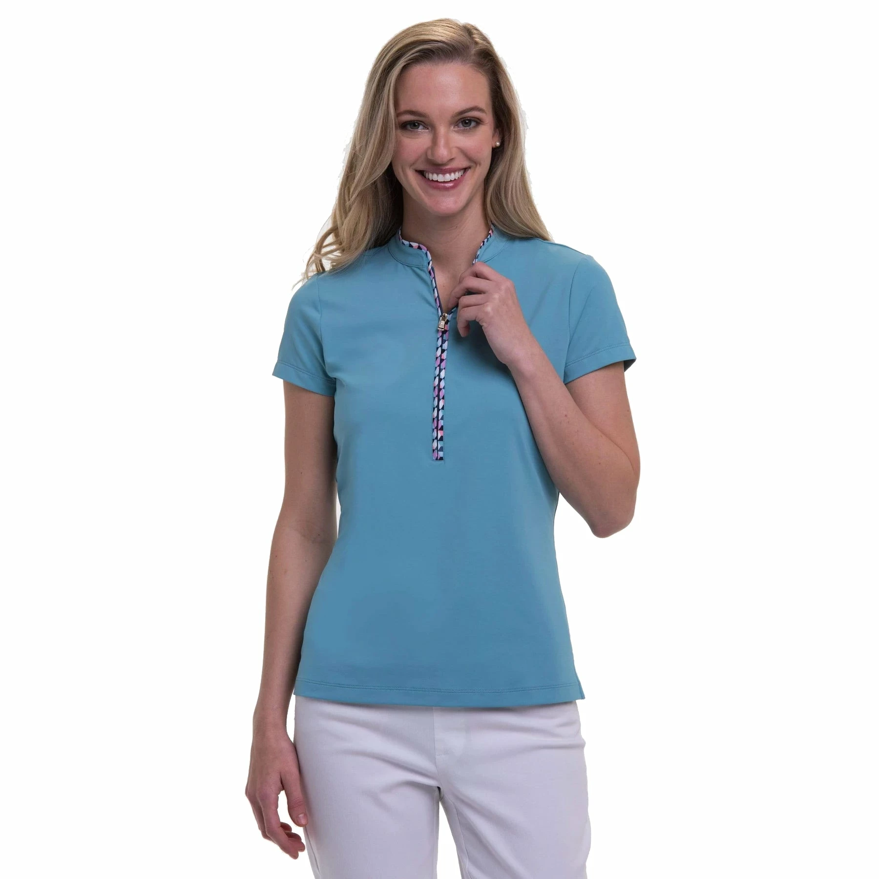 Fairway & Greene Kimmie Zip Mock Womens Golf Polo 4 Fairway & Greene Kimmie Zip Mock Womens Golf Polo - Image 2