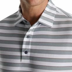 FootJoy Regency Stripe Lisle Heather Grey Mens Golf Polo -Golf Clubs Sales Store 22708 HTHRGYWTMERL 2
