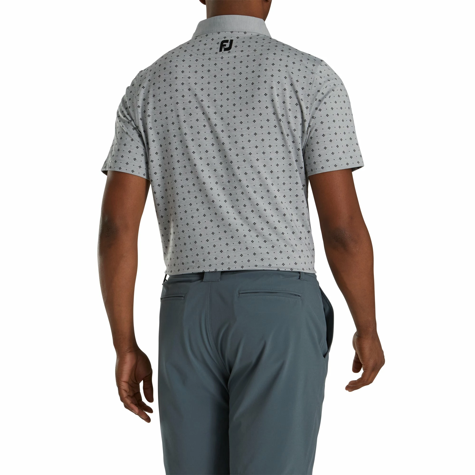 FootJoy Athletic Fit Deco Print Heather Grey Mens Golf Polo 4 FootJoy Athletic Fit Deco Print Heather Grey Mens Golf Polo - Image 2