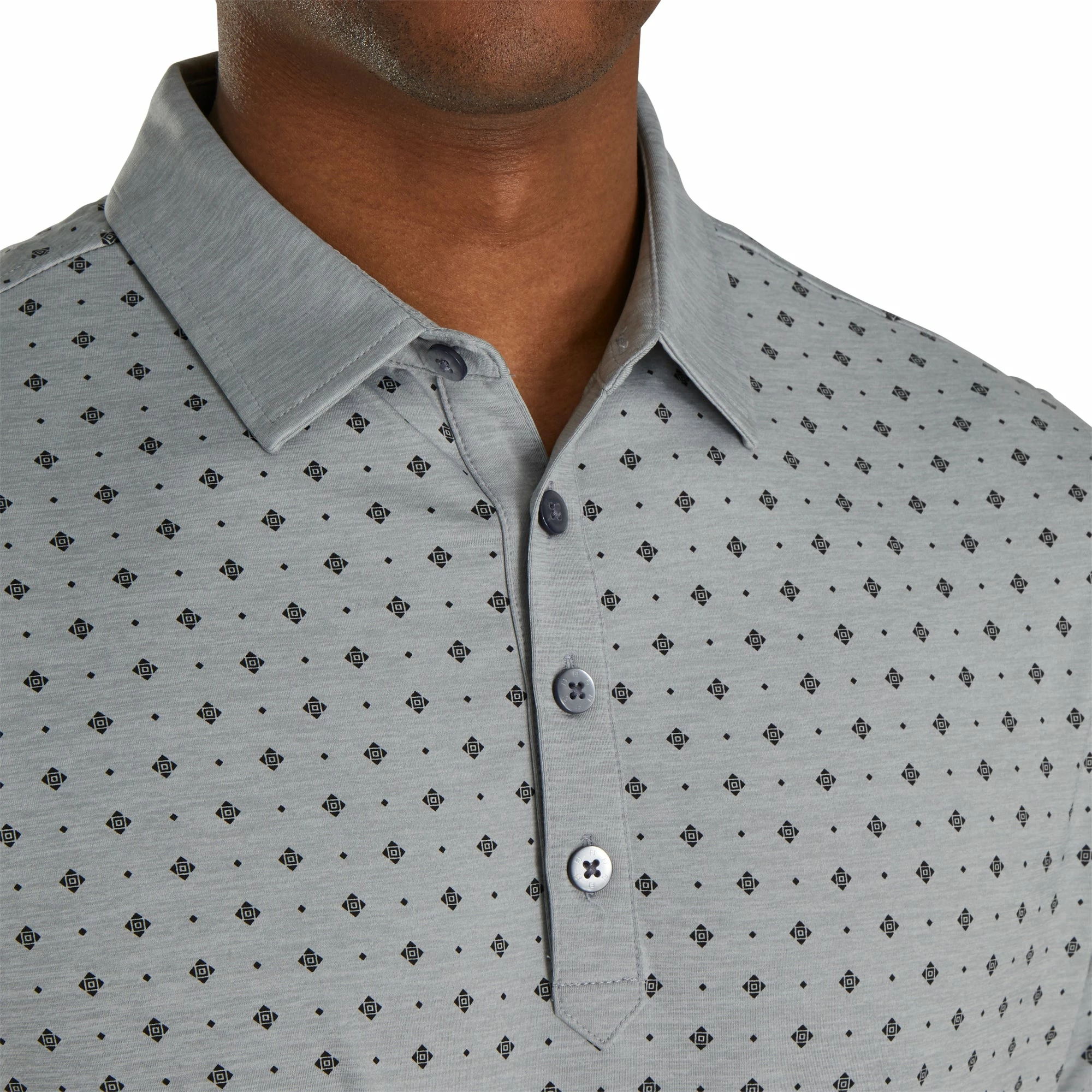 FootJoy Athletic Fit Deco Print Heather Grey Mens Golf Polo 5 FootJoy Athletic Fit Deco Print Heather Grey Mens Golf Polo - Image 3