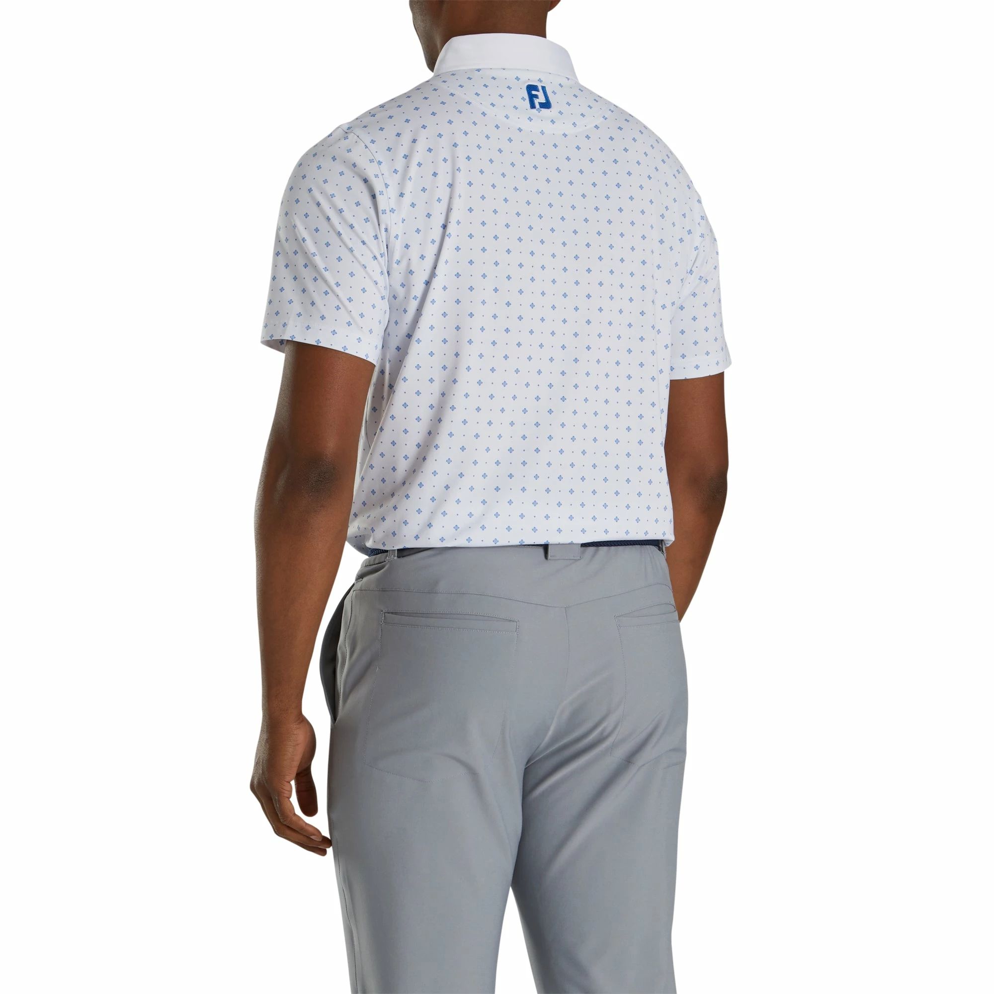 FootJoy Athletic Fit Deco Print White Mens Golf Polo 3 FootJoy Athletic Fit Deco Print White Mens Golf Polo - Image 2