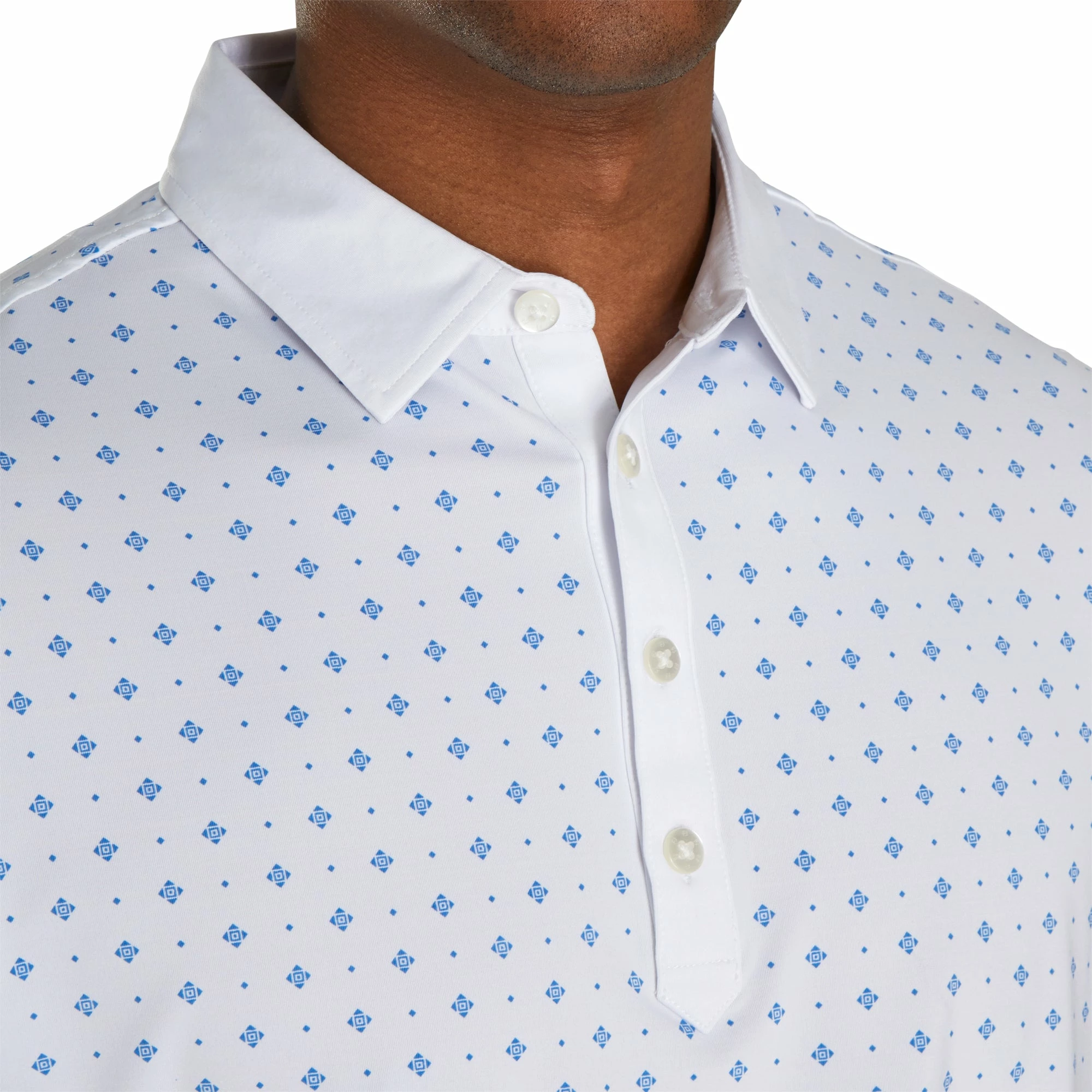 FootJoy Athletic Fit Deco Print White Mens Golf Polo 4 FootJoy Athletic Fit Deco Print White Mens Golf Polo - Image 3