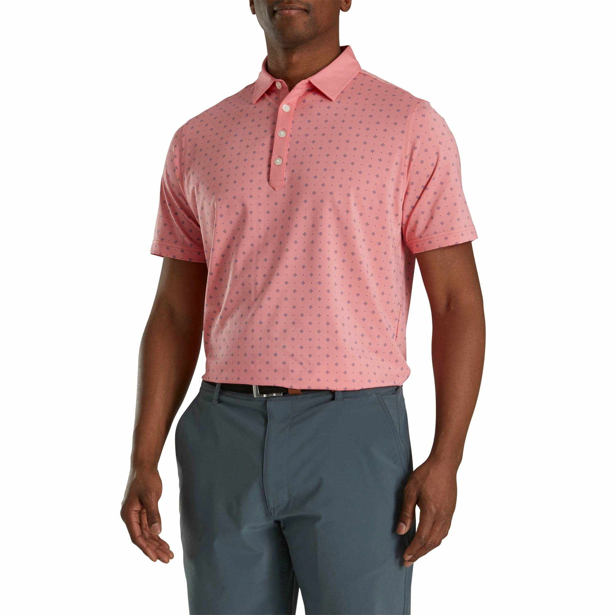 FootJoy Athletic Fit Deco Print Coral Mens Golf Polo 3 FootJoy Athletic Fit Deco Print Coral Mens Golf Polo