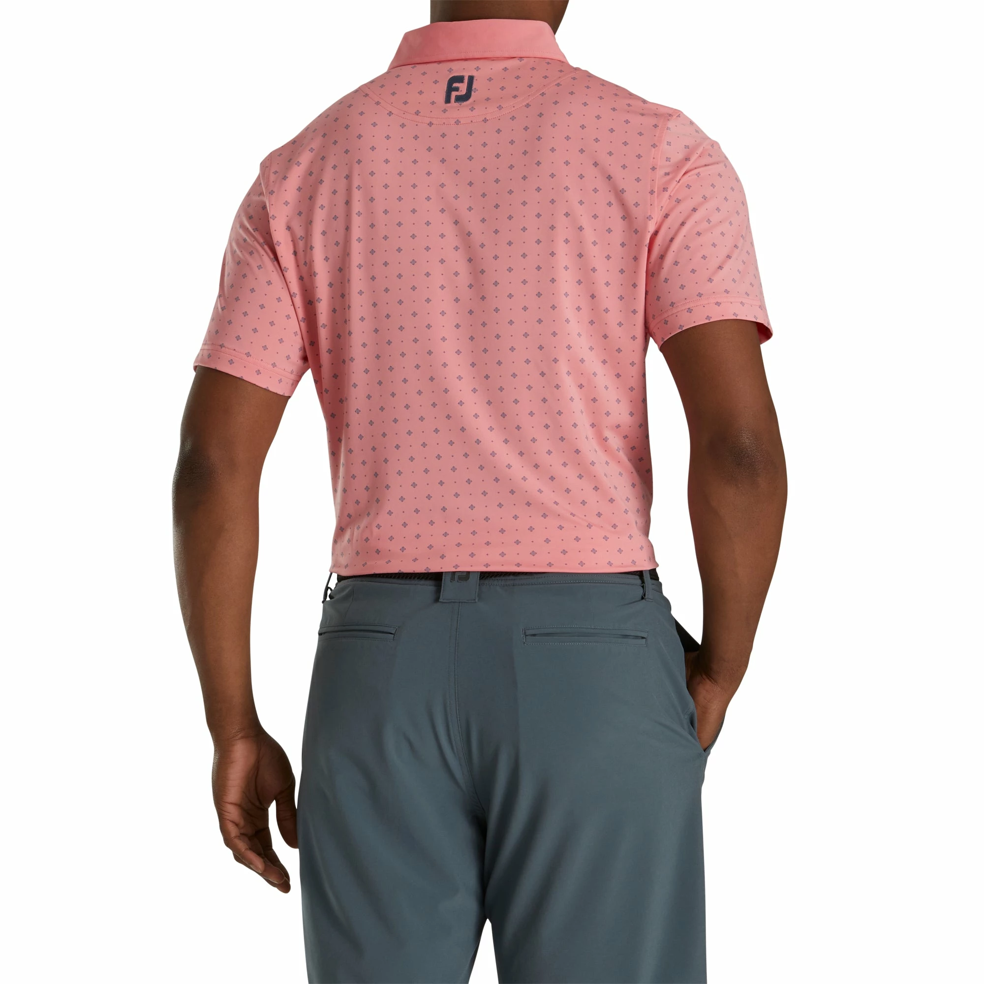 FootJoy Athletic Fit Deco Print Coral Mens Golf Polo 4 FootJoy Athletic Fit Deco Print Coral Mens Golf Polo - Image 2
