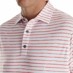 FootJoy Chalk Line Print Stretch White Mens Golf Polo 7 FootJoy Chalk Line Print Stretch White Mens Golf Polo -Golf Clubs Sales Store 24743 WHITECORAL 2