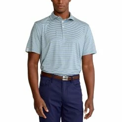 Polo Ralph Lauren RLX Ralph Lauren Featherweight Tri-Color Stripe Green Mens Golf Polo