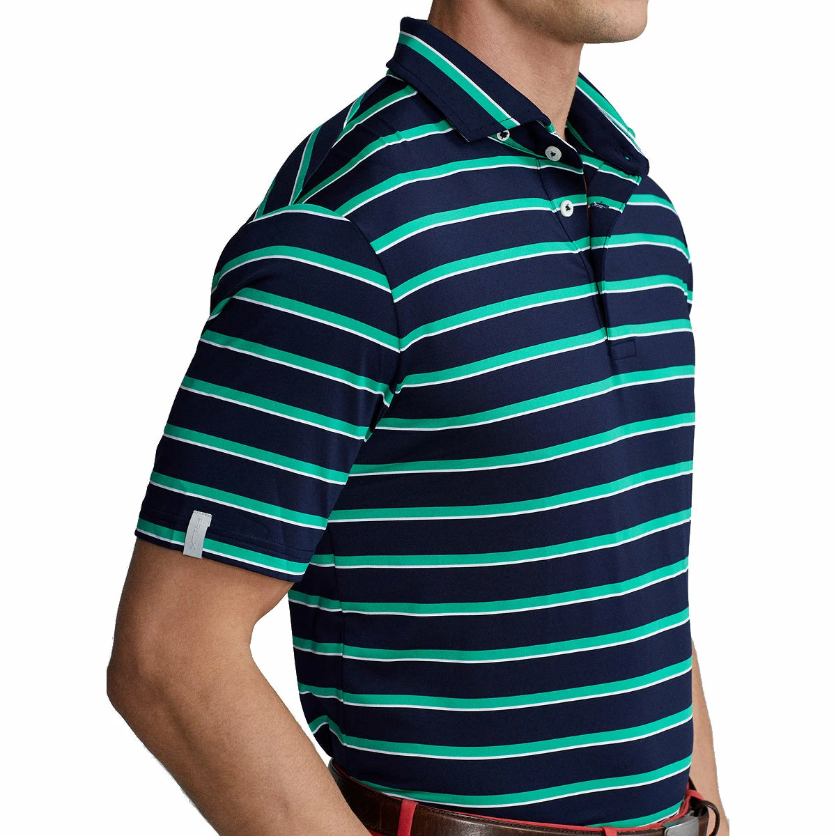 Polo Ralph Lauren RLX Ralph Lauren Lightweight Wide Multi Stripe French Navy Mens Golf Polo 4 Polo Ralph Lauren RLX Ralph Lauren Lightweight Wide Multi Stripe French Navy Mens Golf Polo - Image 2