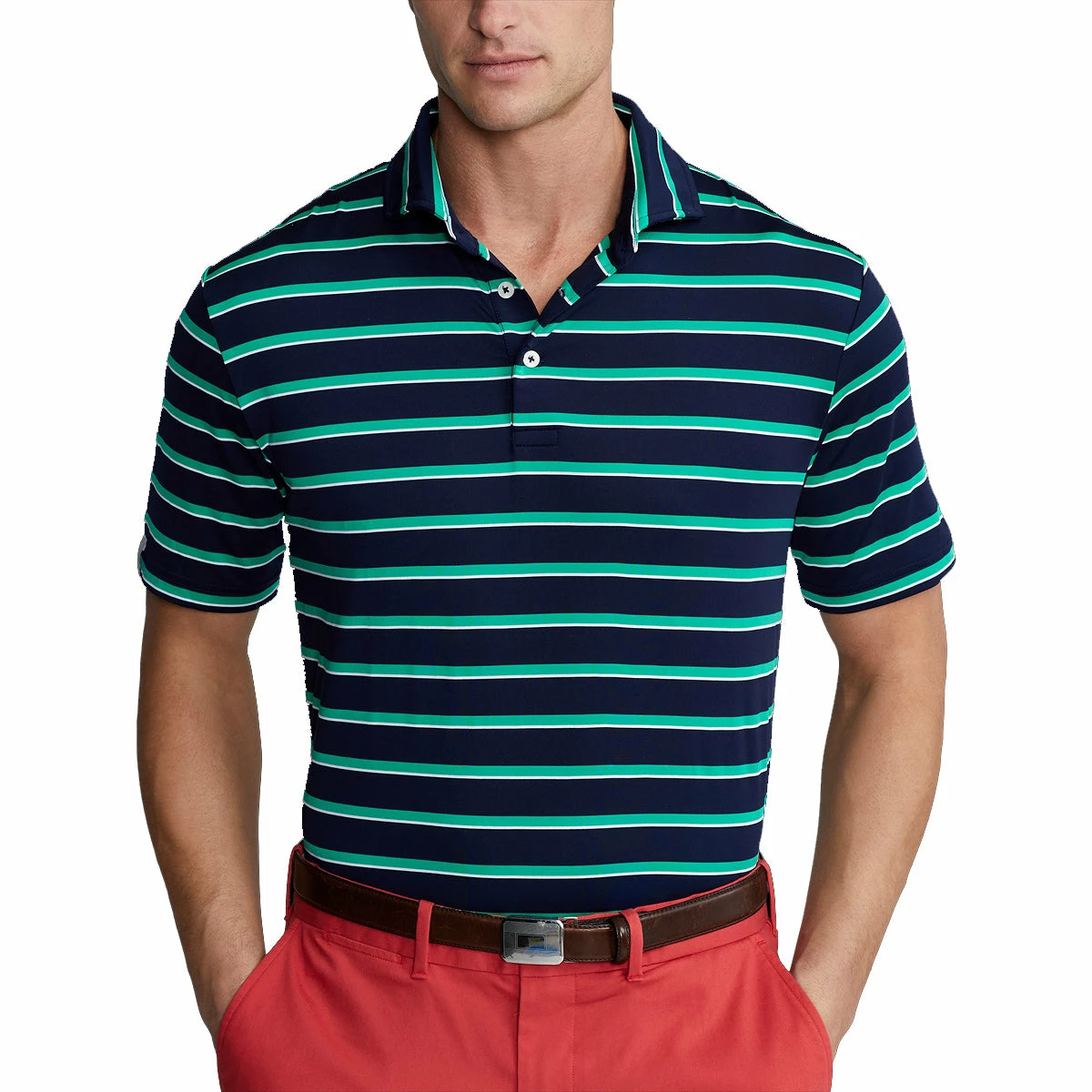 Polo Ralph Lauren RLX Ralph Lauren Lightweight Wide Multi Stripe French Navy Mens Golf Polo 3 Polo Ralph Lauren RLX Ralph Lauren Lightweight Wide Multi Stripe French Navy Mens Golf Polo